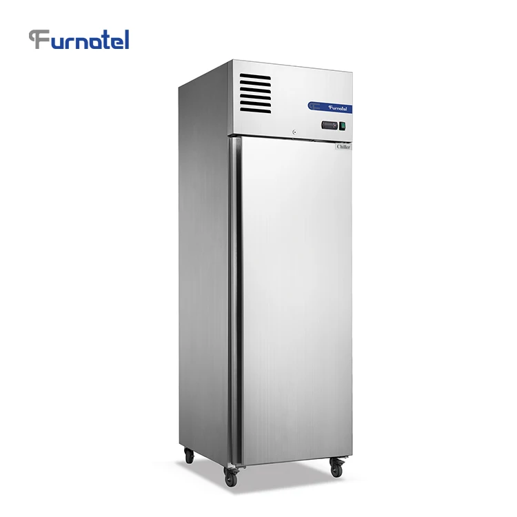 FURNOTEL Upright Refrigerator 2-Door Fan-Cooled Chiller Restaurant Kitchen Fresh Food Storage