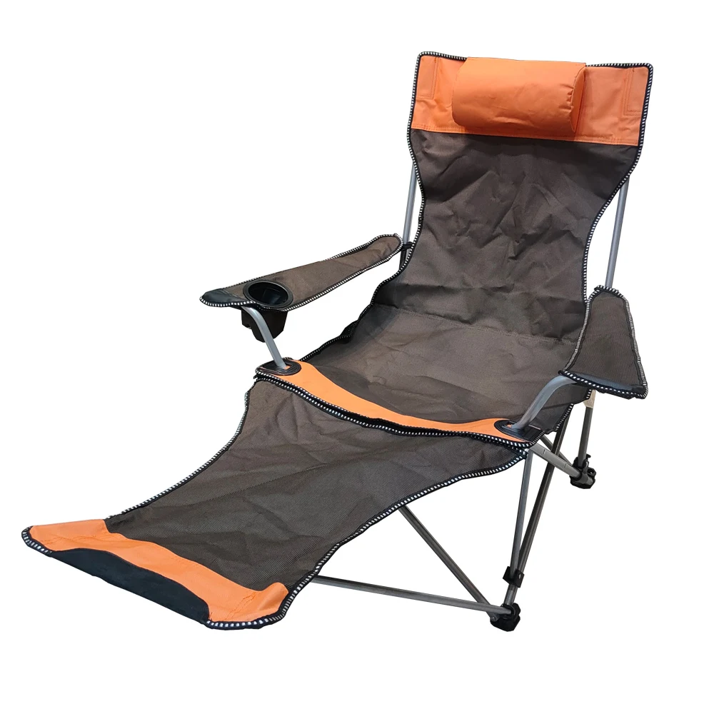 Folding Chair With Foot Rest Oxford Cloth Reclining Camping Chair Beach Lounge Wear-Resistant Comfortable Sit Chair With Armrest