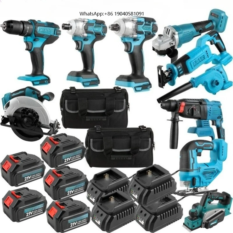 Hot Selling High Quality 20V 4.0 5.0 6.0  Brushless Cordless Handheld 12PCS Tool Set for Home Decoration