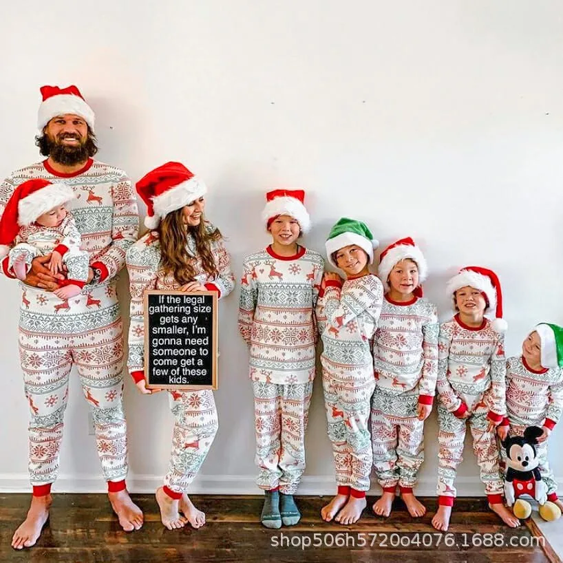 Amazon Ebay2022 European and American Christmas new family wear home set pajamas