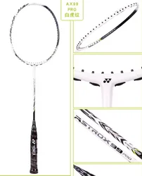 Yonex-Raquete Profissional de Badminton com Corda, Alta Qualidade, Fibra De Carbono, Ofensiva, Pro White, AX99