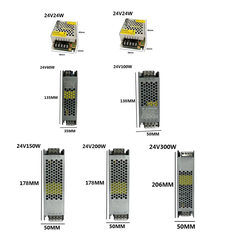 Ultra Thin Lighting Transformers 110V-220V to DC12V 24V 36V 48V 100W 200W 300W For CCTV LED Strip Adapter switching Power Supply