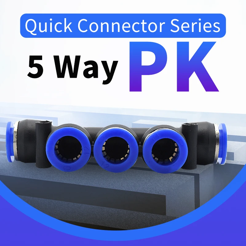 1 pcs Pneumatic 5-Way Connector Quick Fitting Pneumatic Connector Push In Fit For Air/Water Tube PK 4 6 8 10 12mm