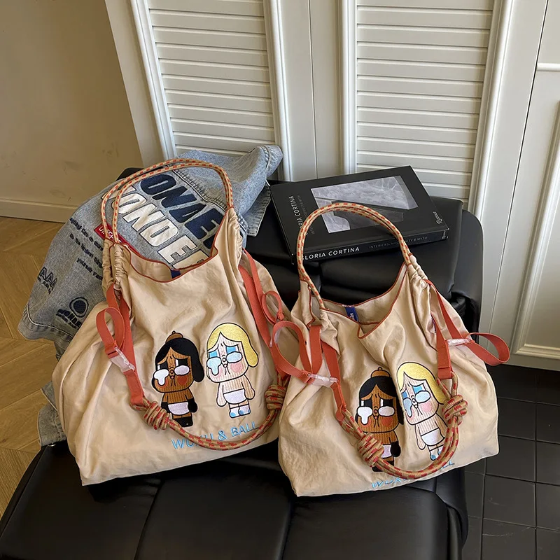 

Осенне-зимняя тяжелая вышивка, милая мультяшная сумка через плечо, повседневная сумка для хранения, текстурированные повседневные и простые сумки с ручкой