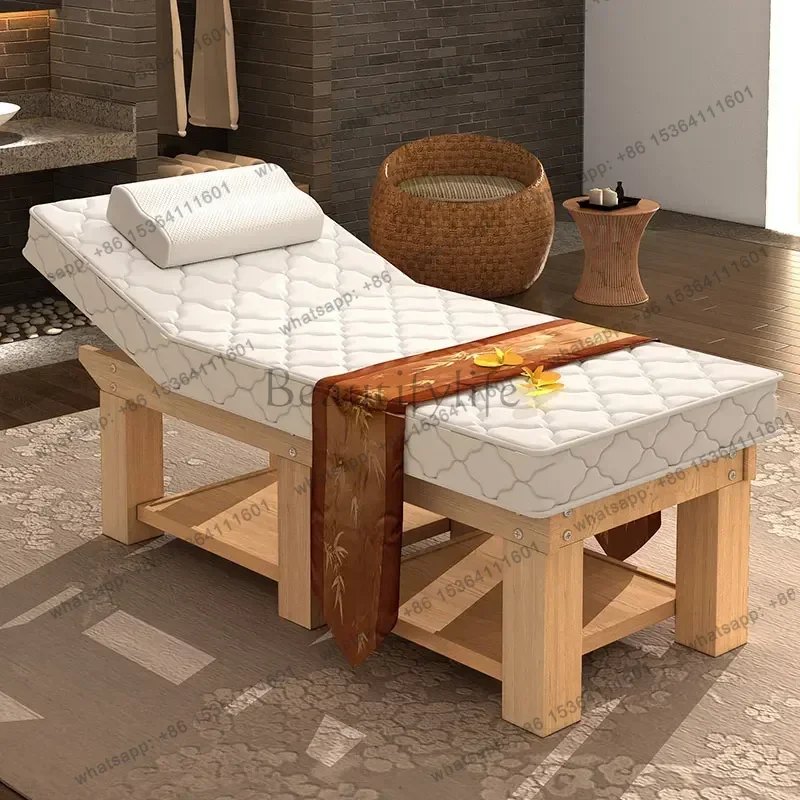 Factory Direct Sales Wooden Beautify Massage Bed Modern Physiotherapy Latex Comfort Massage Tables Therapy Placement Salon Furni