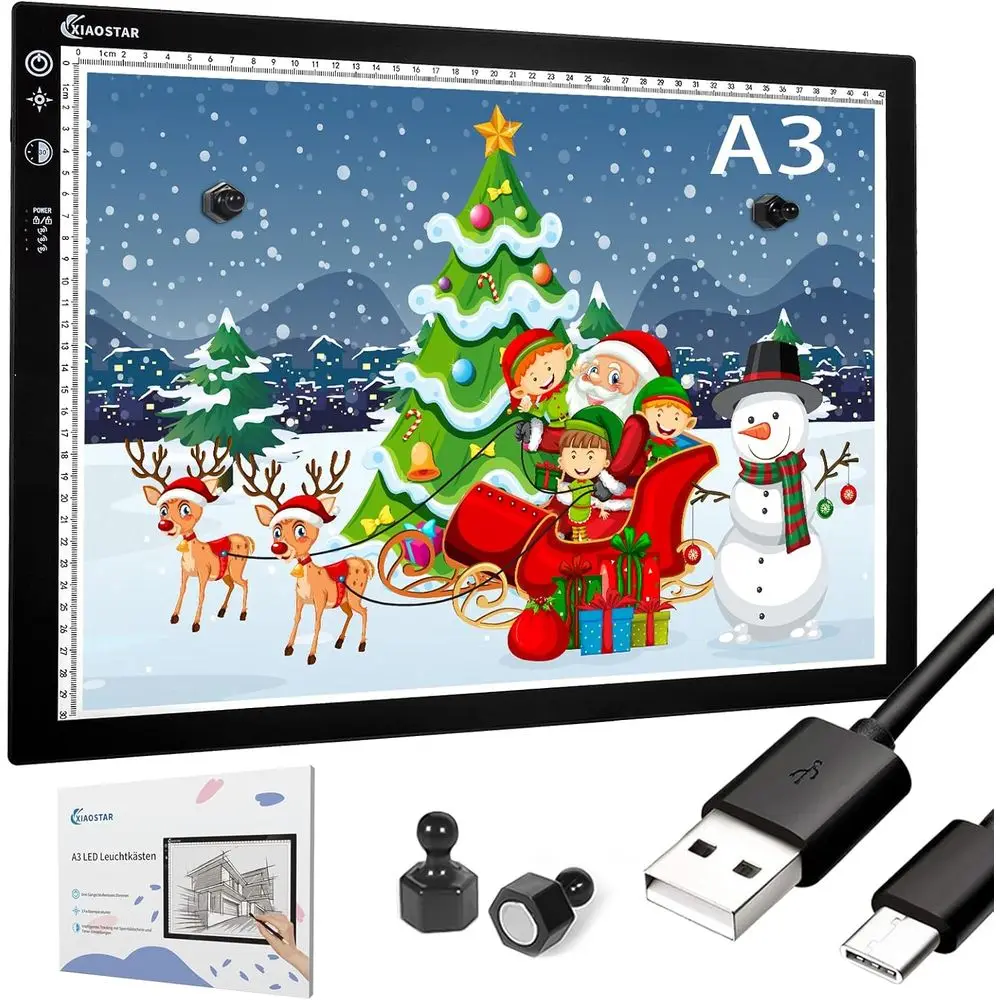 

Light Box Drawing Pad A3, Dimmable 3 Brightness and Colour Temperature with Type-C Charge Cable and Brightness Adjustable for Ar