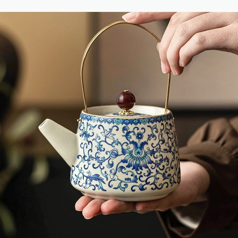 

Керамический чайник, одинарный горшок, синий и белый набор, заварочный чайник, фильтрующий чайник, заварочные чайники, бытовая чайная посуда