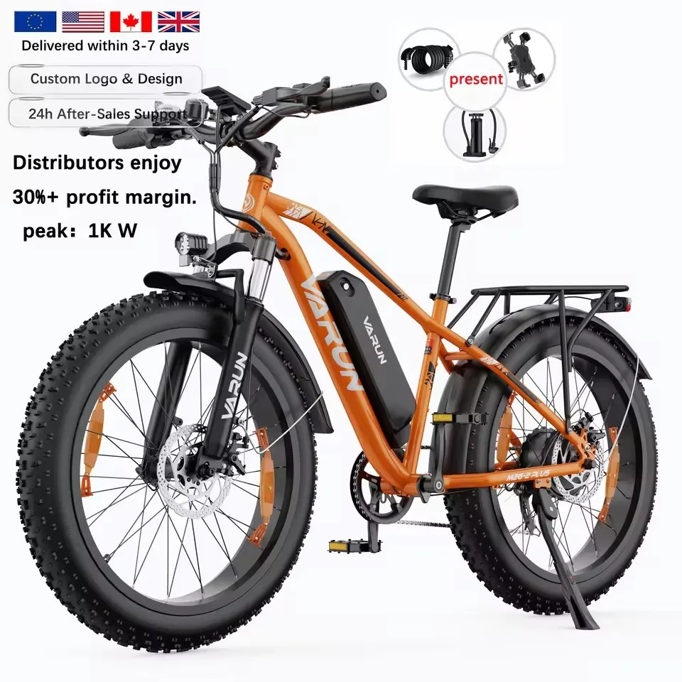 

Varun 26 Inch Mountain E-Bike with 750W Electric City Bike 48V 15AH Fat Tire Fatbike Rear Hub Motor 1000W Electric Bicycle