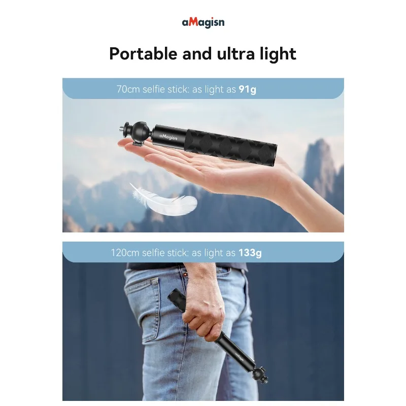 عصا سيلفي برأس كروي من ماجيسن لرأس كروي DJI/GoPro/Insta360 360 °   ملحق عمود تمديد كاميرا الحركة القابل للتعديل