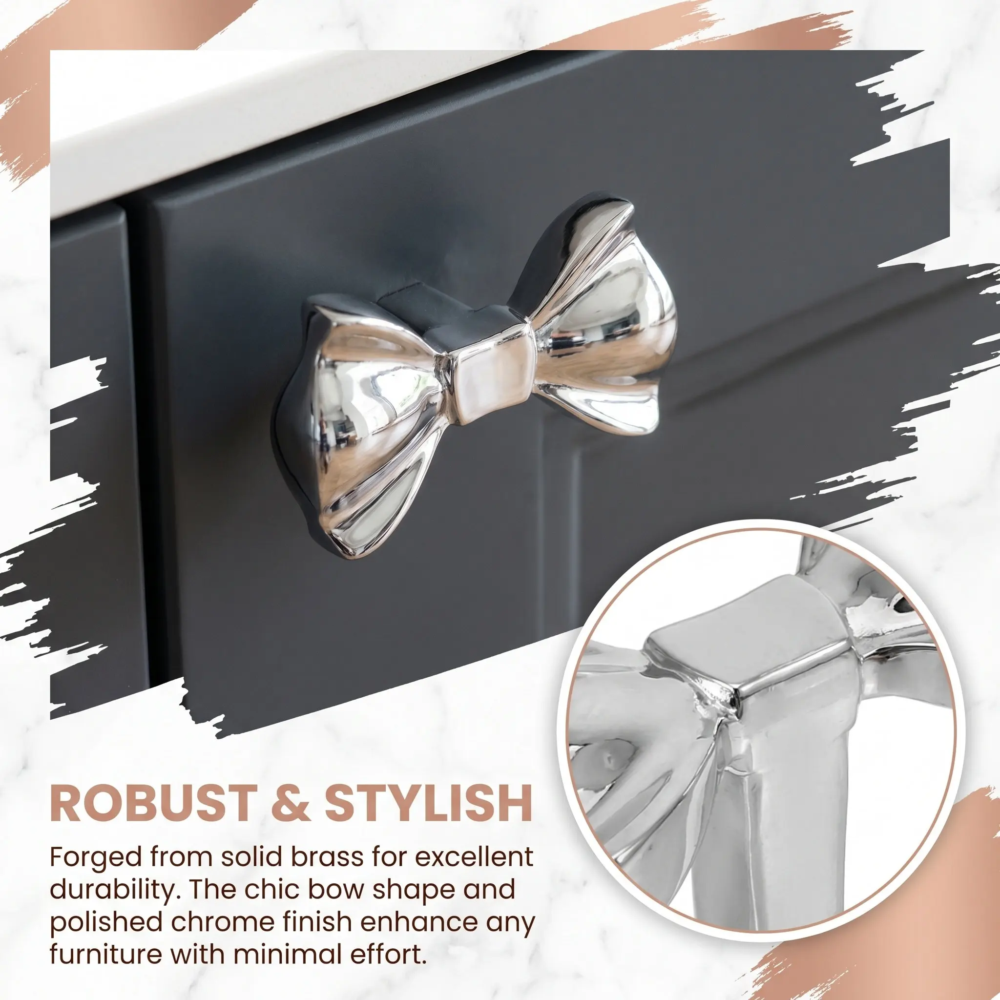 Bow Dresser Knob Brass Vintage Decorative Drawer Pull for Cabinets Wardrobes Shoe Cabinets Easy Install Elegant Bow Shape