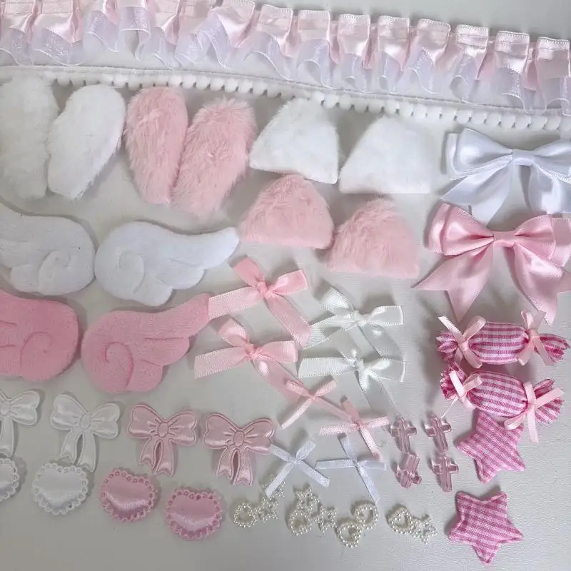 DIY Bastelzubehör-Set: Spitzenband, Schleife, Engelsflügel, Stern-Ornament, gemischtes Materialset für handgemachte Haarspangen, Schlüsselanhänger und Dekorationen. – Detail 3