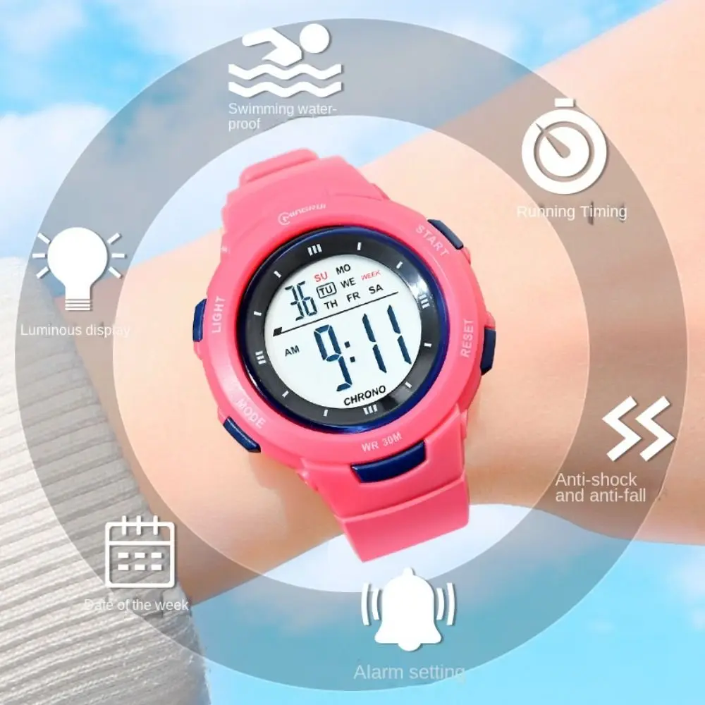 Reloj deportivo luminoso de moda, reloj electrónico multifuncional resistente al agua, relojes de pulsera informales para natación