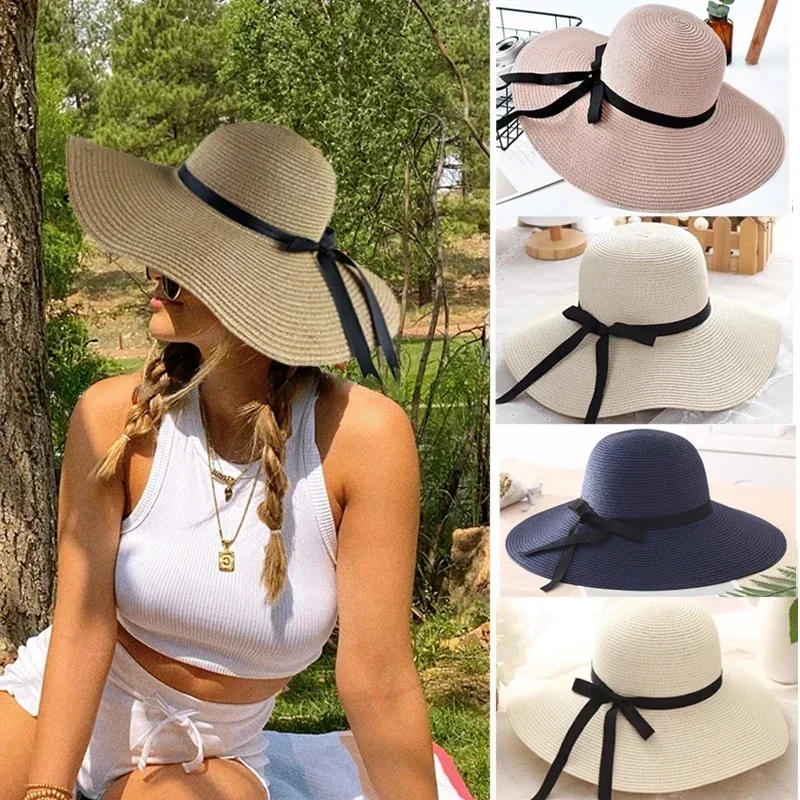 Women Summer Fashion Seaside Big Brim Straw Hat Female Beach Hat Small Fresh Folding Sun Hat Summer Hats Accessories Women Caps