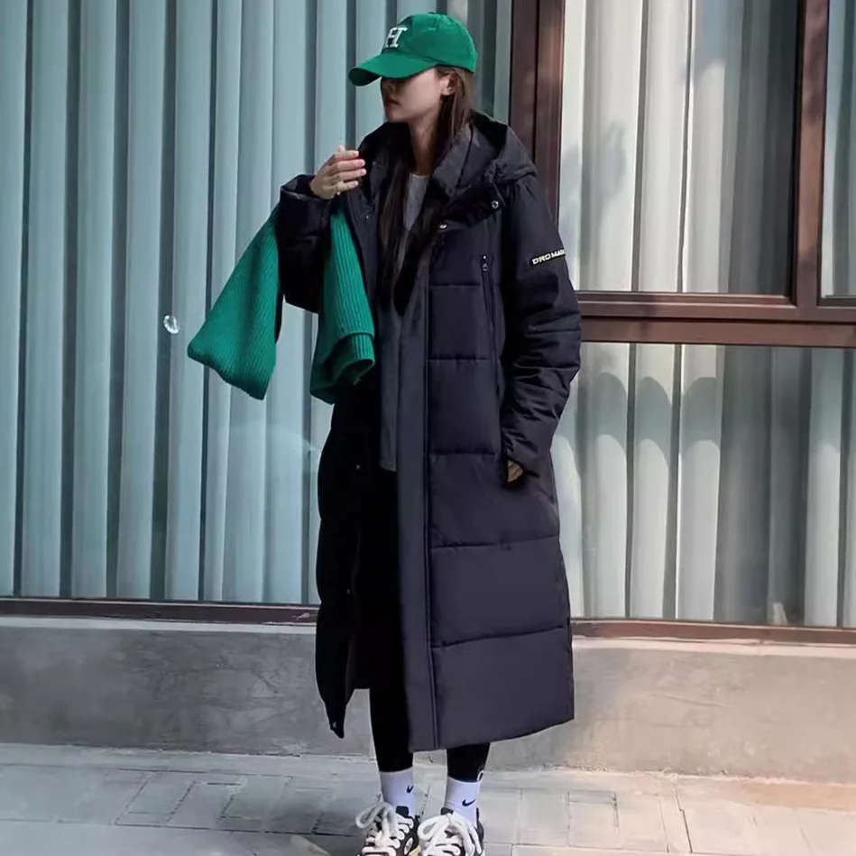 Parka Cappotto lungo Giacca imbottita in cotone da donna Capispalla con cappuccio Tasche con cerniera Piumino spesso Cappotto invernale da donna antivento da ufficio