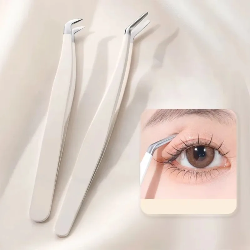 Pinça de cílios de aço inoxidável pinças multifuncionais enxertia remendos de cílios postiços auxiliares pinças portáteis ser