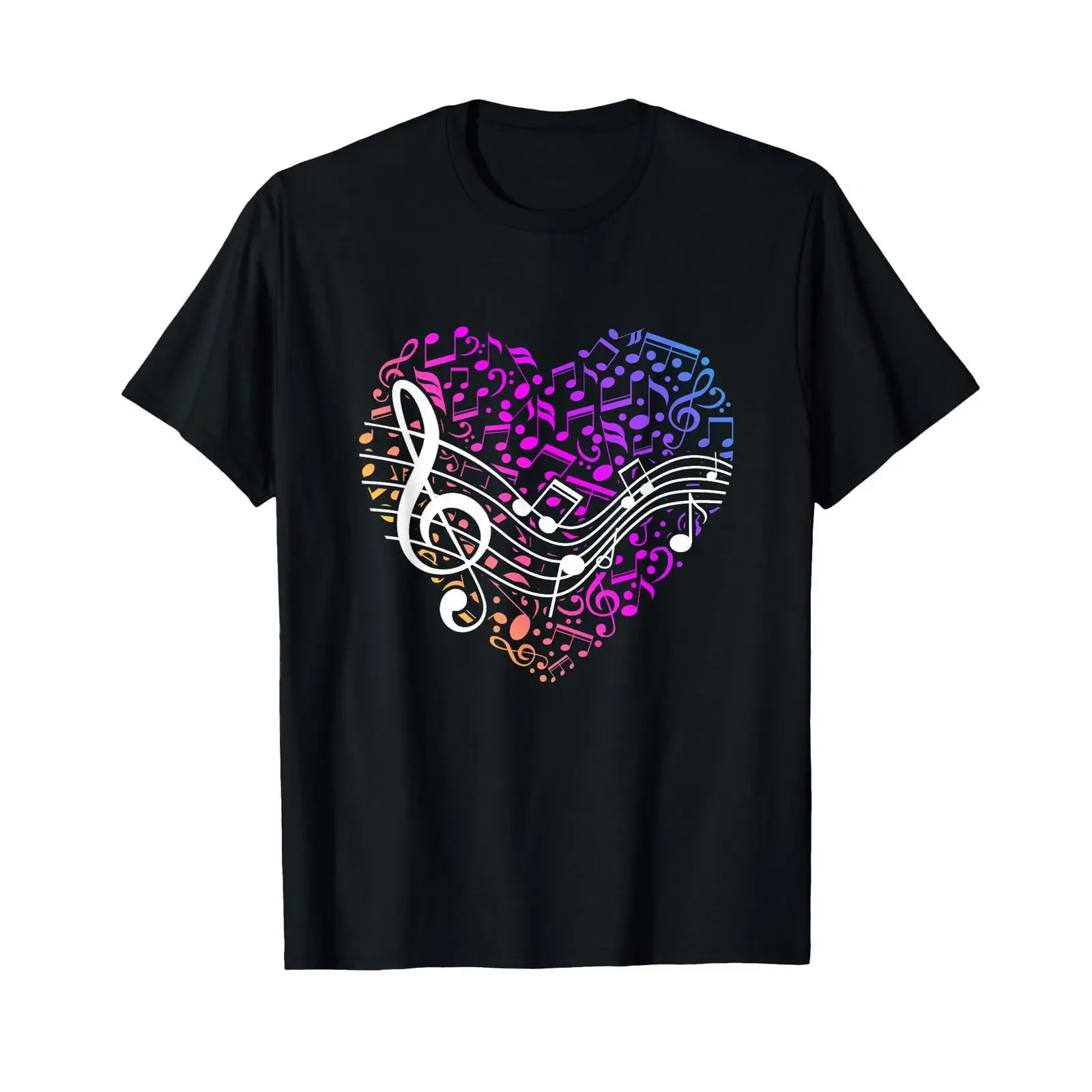 Music Heart for Valentine's Day Treble Clef T Shirt vintage Washed streetwear Soft Slightly Breathable homme graphic Stylish
