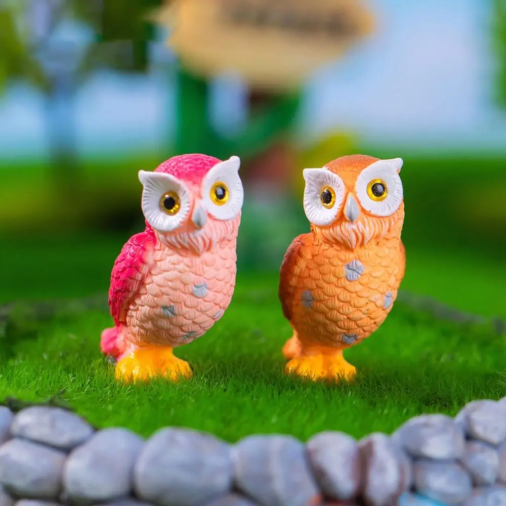 Funny Micro Landscape Simulation Owl Ornaments Resin Crafts Cute Owl Miniatures Cartoon Mini Owl Ornaments Succulent Accessories