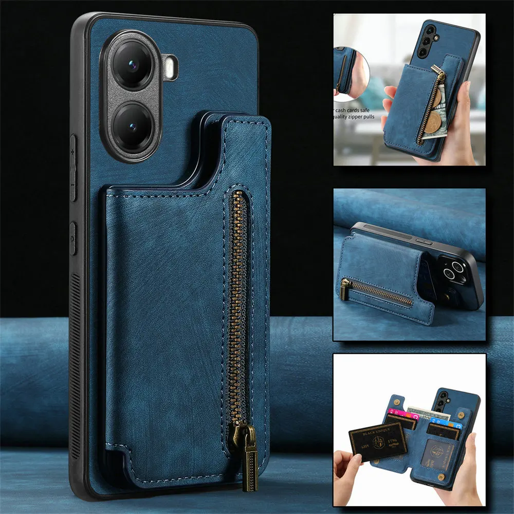 Étui portefeuille à fermeture éclair pour Xiaomi Poco F8 Ultra F7 5G, coque arrière en cuir magnétique pour Poco M8 F8 F7 X7 F6 X6 M6 M7 X5 Pro F5 Funda