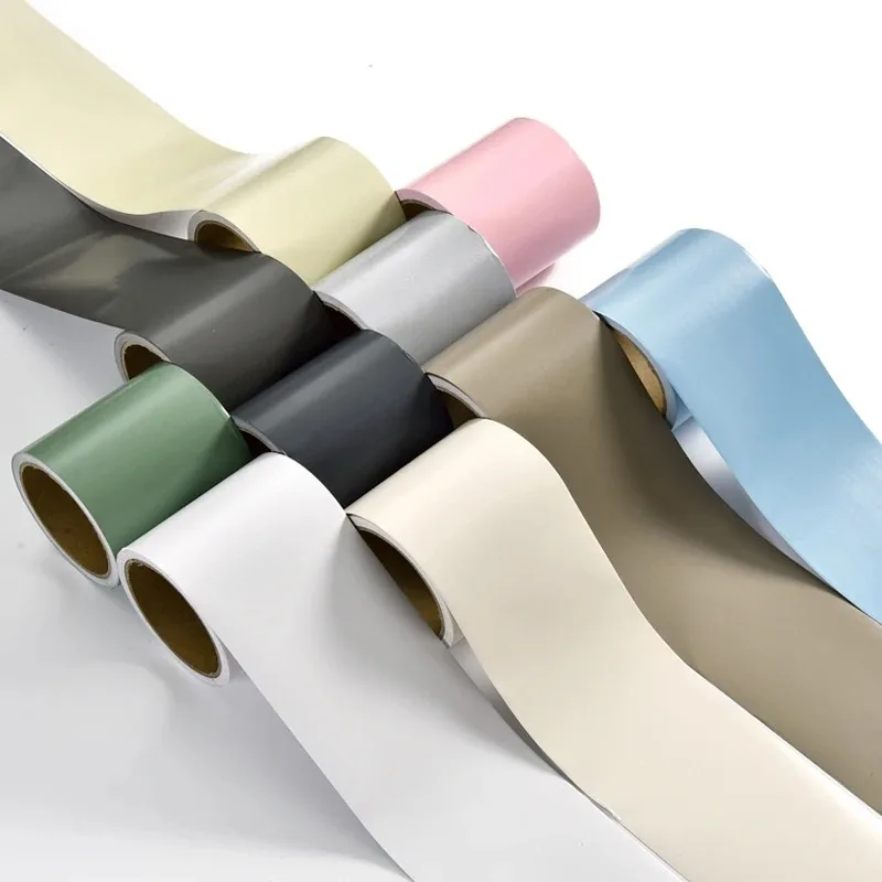 1PC 5mx10cm PVC Self-adhesive Baseboard Waterproof Wall Sticker Window Sill Door Frame Edge Wrapping Renovation Decorative Lines