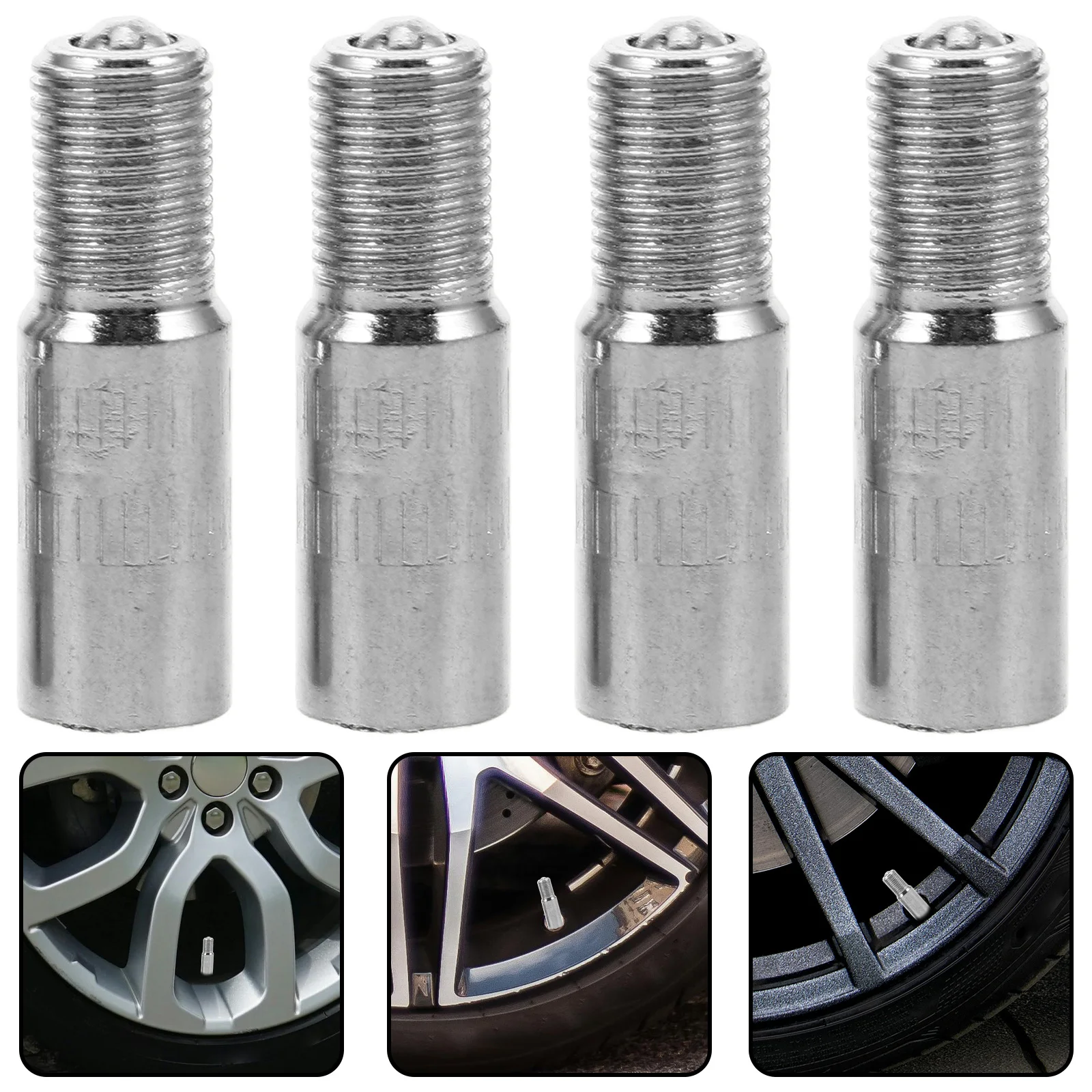 

4pcs Tire Valve Extension Caps Metal Wheel Tire Cap Extender For Car Truck Motorcycle Rv Screw-On Valve Stem Extensions For