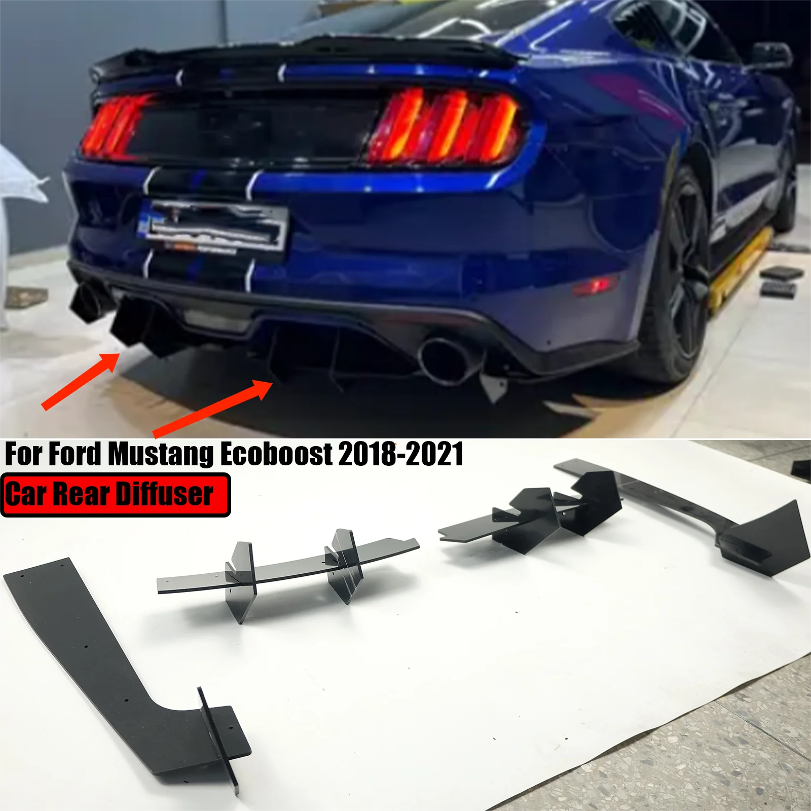 

Чехол для Ford Mustang Ecoboost 2018-2021, задний спойлер, протектор корпуса, обрезанный глянцевый черный 2020 2019