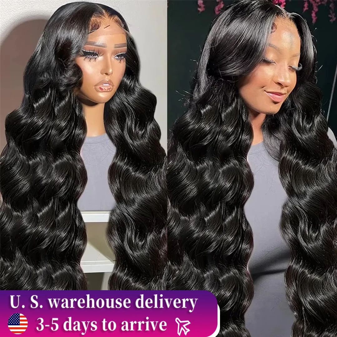 300% 40 30 Inch Body Wave Lace Front Human Hair Wigs For Black Women Brazilian Pre Plucked Loose Wave 13x6 HD Lace Frontal Wig