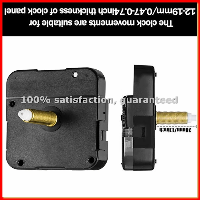 2Pcs Long Shaft Quartz Clock Motor Kit Movement Mechanism with 12 Inch Walnut Wood Hands Clock Repair Parts Replacement-A68X