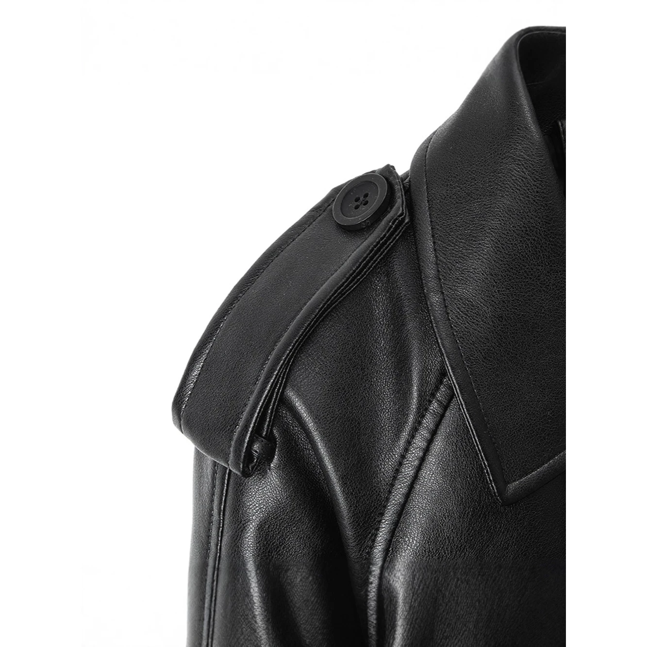 Giacca in Pelle PU da Donna Vestibilità Ampia, Collo Risvoltato, Senza Marchio Registrato, Moda Primavera 2024