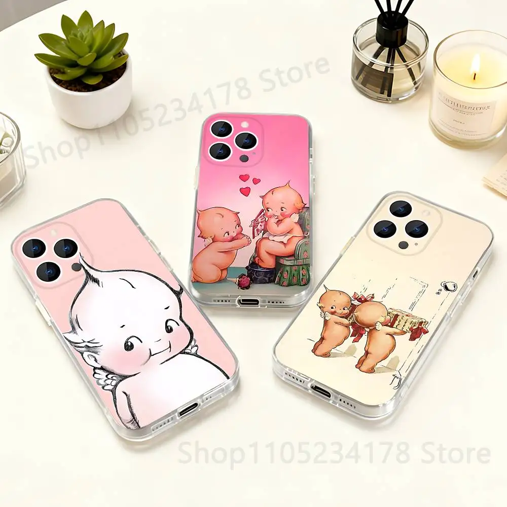 K-Kewpie Cute Angel Transparent soft case for iPhone 17,16,15,14,13,12,11,Pro,Max,Plus, X,XS,XR,SE4,E Mini