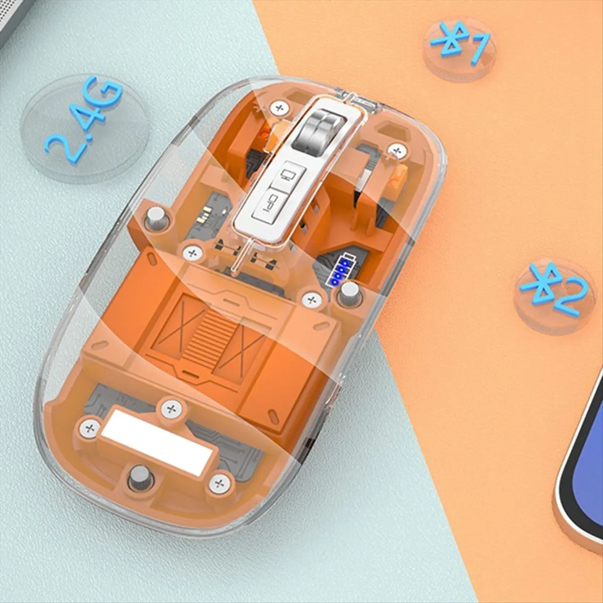 

Беспроводная мышь A43M с прозрачным магнитным корпусом, три режима подключения (Bluetooth, 2.4G), управление одним нажатием, перезаряжаемая через Type-C (зеленая)