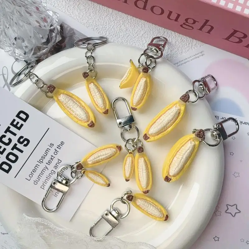 Handmade Resin Keychain for Anxiety Alleviation Creative Banana Boat Charm to Carry