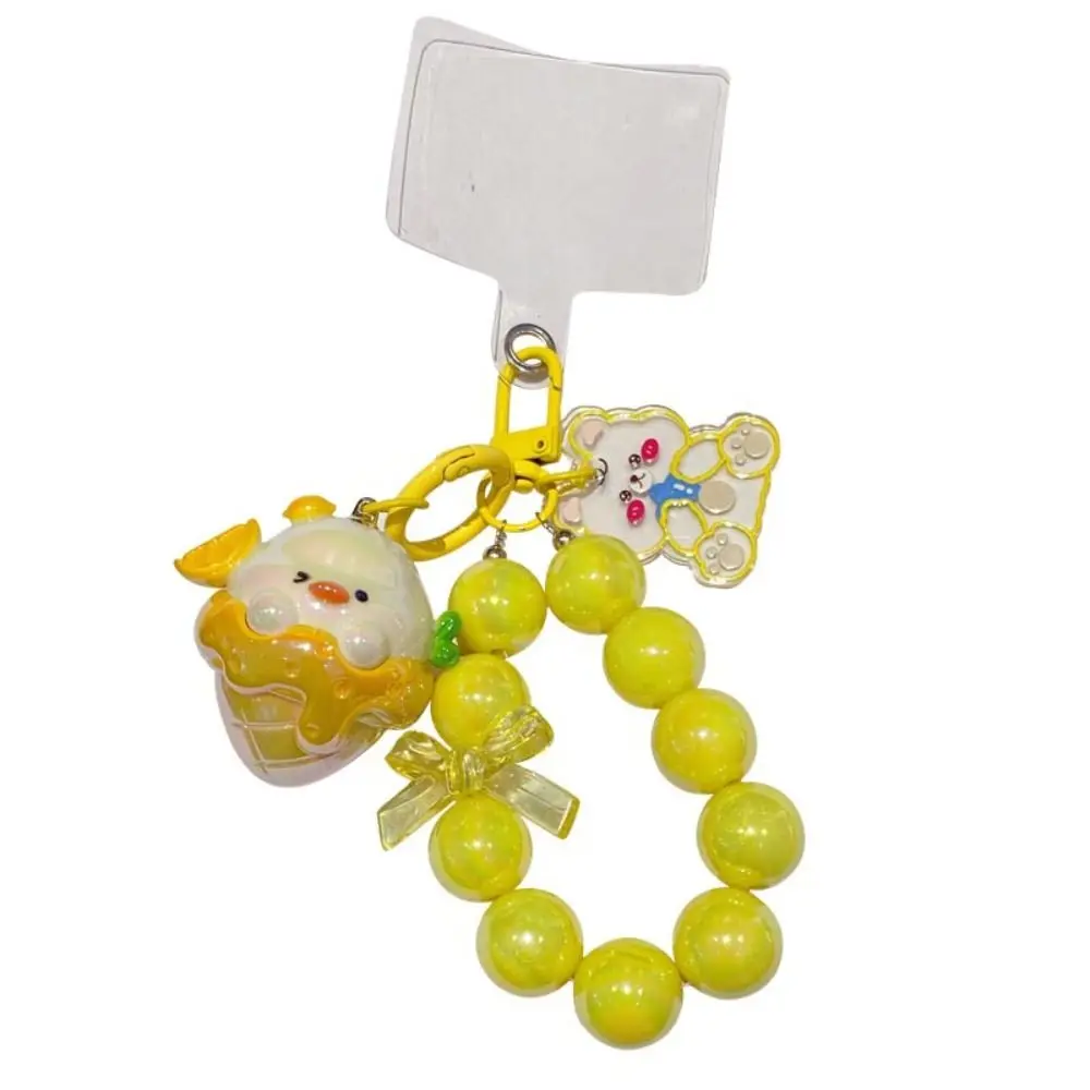 Cute Anti-lost Ice Cream Keychain Animal Lovely Beaded mobile phone chain Acrylic Creative Cartoon Pendant Kid