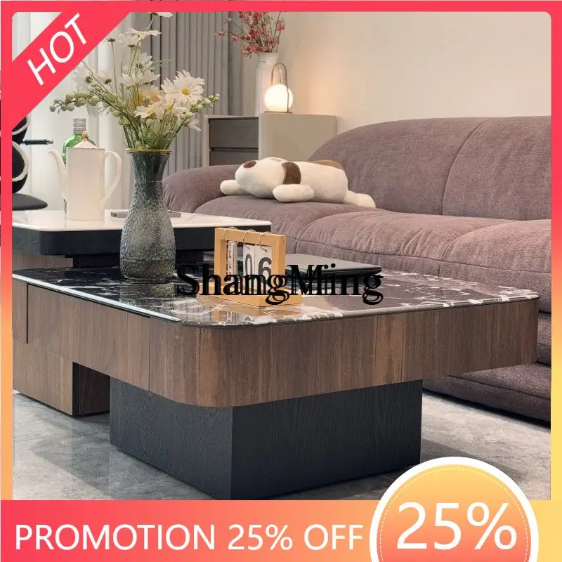 

FG New Coffee Table Set Ultra Crystal Stone Square Small Apartment Living Room Home High-End Light Luxury