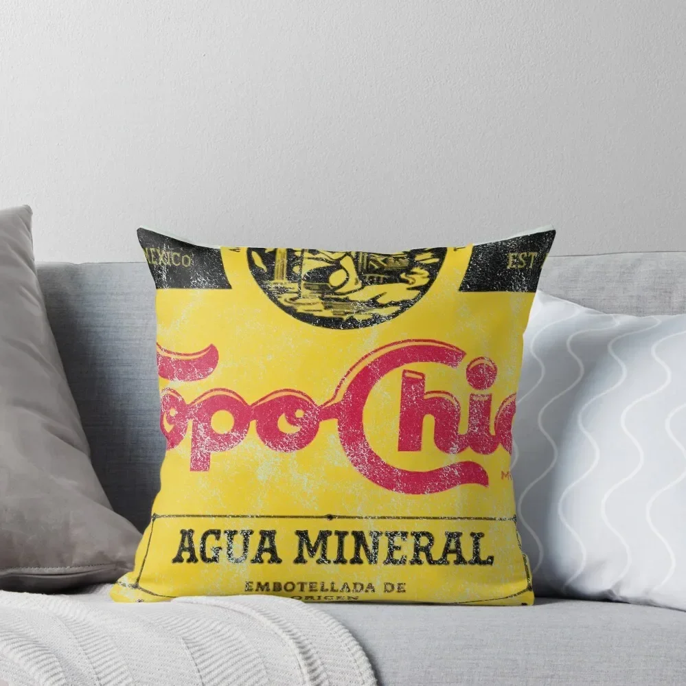Topo Chico agua mineral worn and washed logo (sparkling mineral water) Throw Pillow Couch Cushions pillow