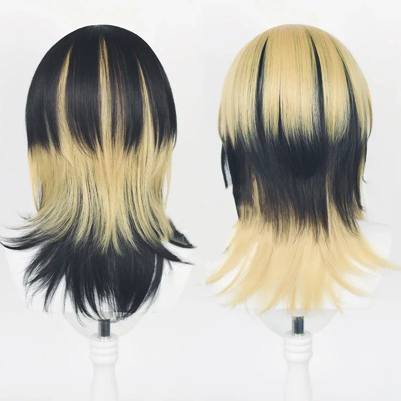 Anime Tokyo Revengers Haitani ran Haitani Rindo cosplay wig black Golden synthetic hair heat resistant pelucas wig cap