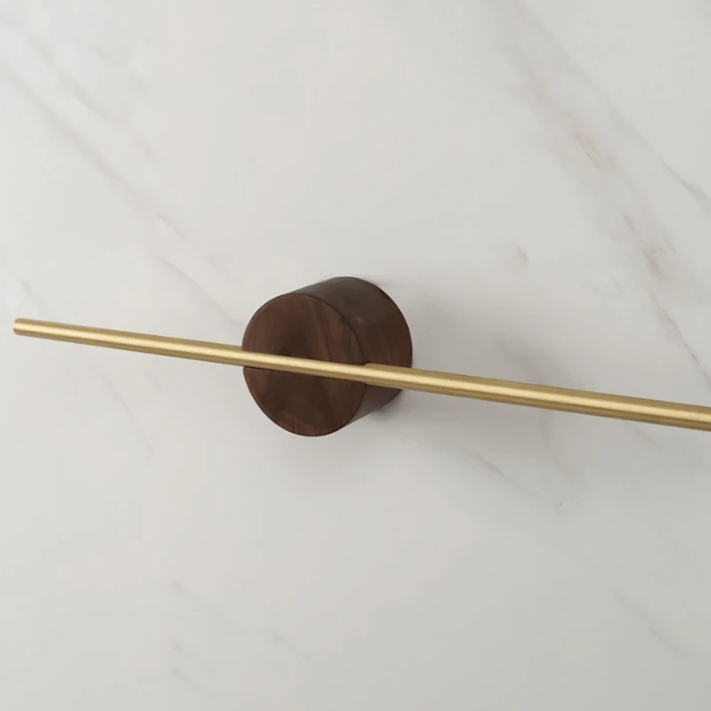 Retro minimalistische handdoekstang walnoothout messing handdoekenrek wandgemonteerde handdoekhanger creatief verwijderbaar handdoekenrek