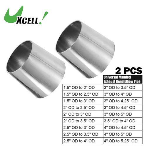 Uxcell mandril de coche tubo de codo curvo de escape 304 reductor concéntrico de acero inoxidable OD 1,5 pulgadas-3 pulgadas a OD 2 pulgadas-5 pulgadas