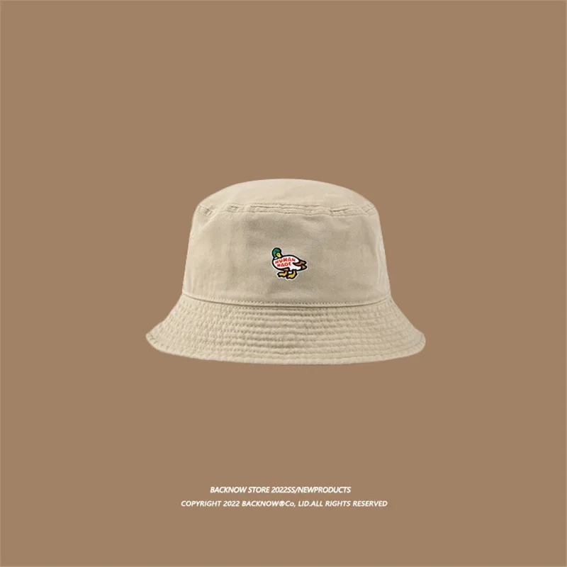 Human Made Duck Print Bucket Hat, Vintage Solid Color Soft Cap, Sun Hat for Unisex Face Slimming