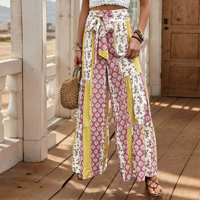 

Women Print Wide Leg Trousers Pants Fashion New Ladies Casual Streetwear Office Loose Trousers Female