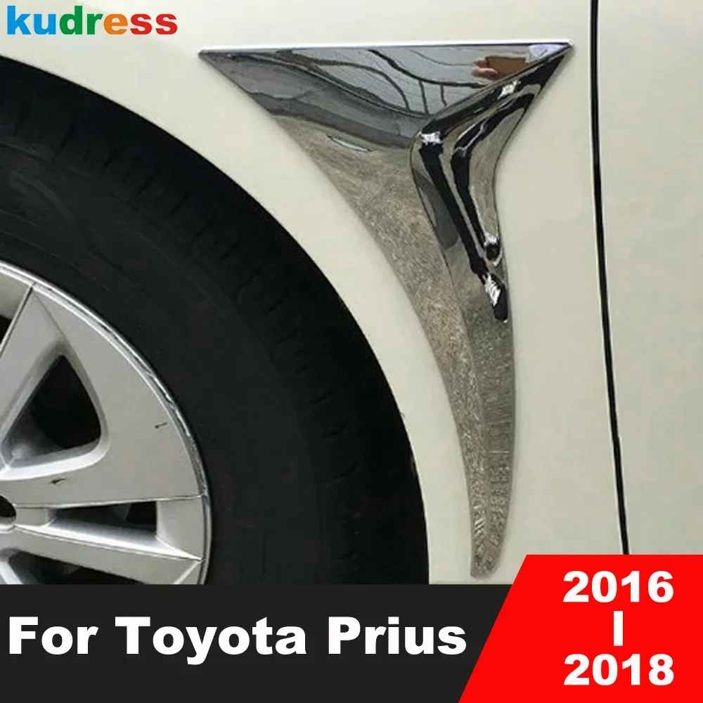 

For Toyota Prius 2016 2017 2018 ABS Chrome Car Front Side Fender Vent Cover Trim Side Wing Air Vents Frame Trims Accessories