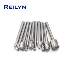 10pcs Woodworking milling cutter woodworking graver carver bits rotary file set for dremel/rotary tool