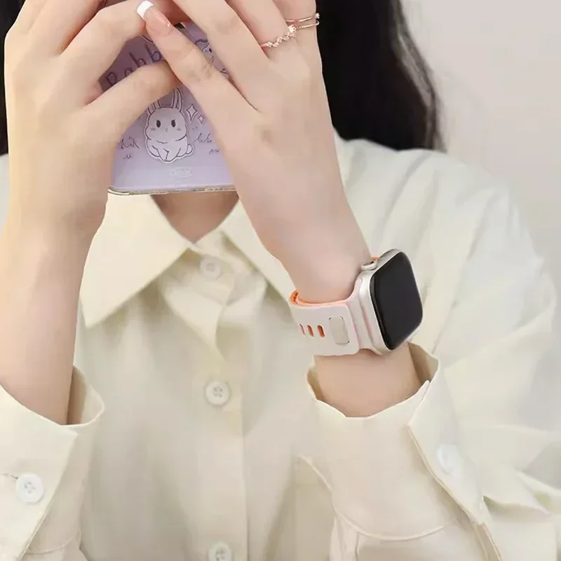 Sport Silicone Straps for Apple watch band 45mm 40mm 46mm 41mm 49mm 42mm 44mm correas bracelet iWatch ultra 2 series 10 9 8 7 SE