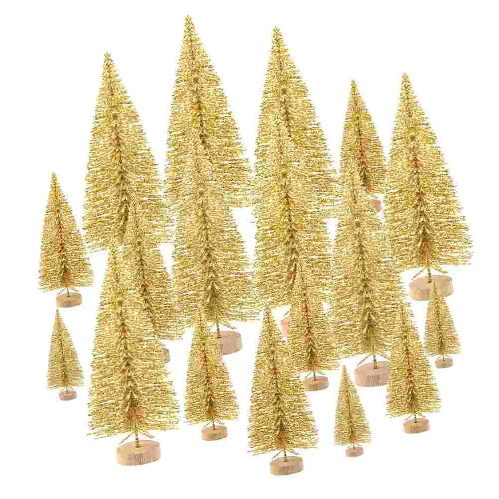 48 Pcs Christmas Tree Ornaments Decoration Creative Sisal Emulation Supplies Silk Wooden Pine