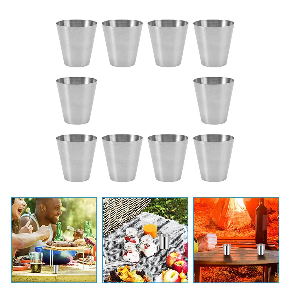 

10pcs Stainless Steel Cups Stackable Portable Drinking Mugs Reusable Wine Beer Coffee Cup For Camping Travel Party