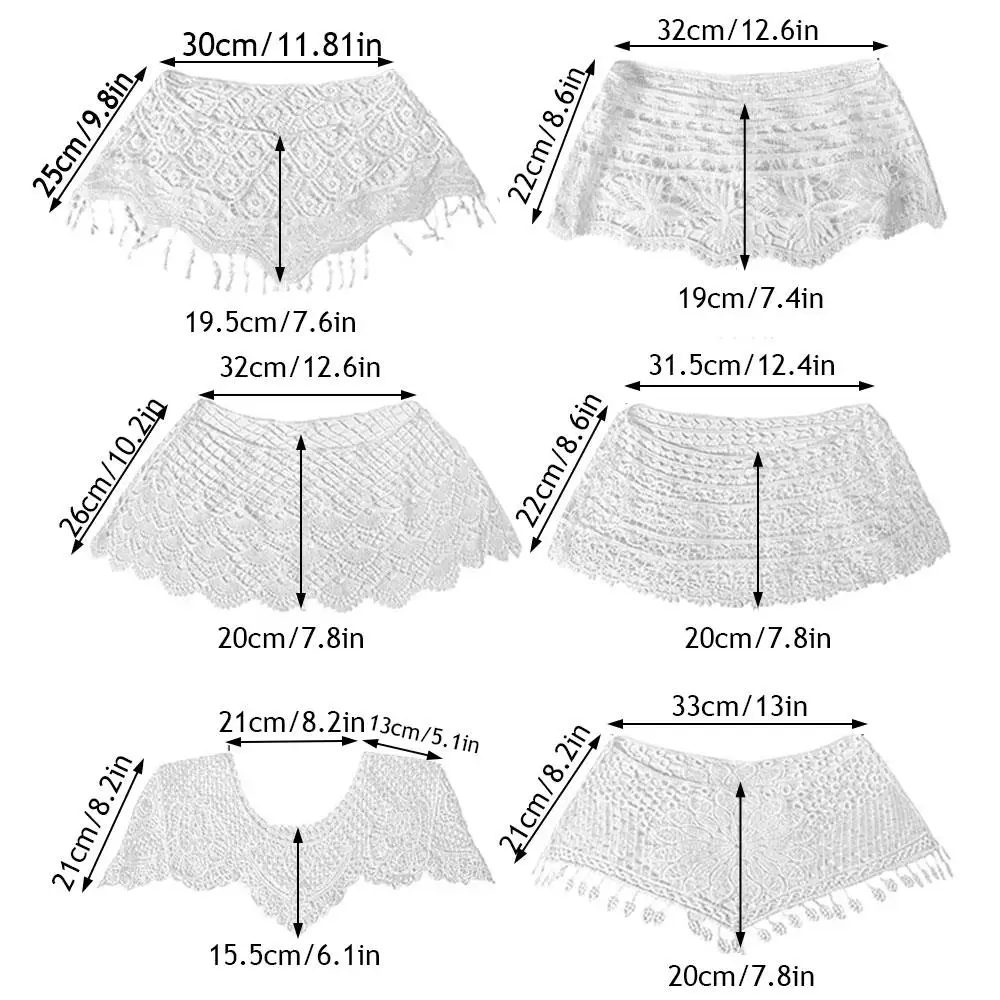 Women Lace Fake Collar Knit Hollow Out Shawl Wrap Wedding Bridal Evening Dress Lace Shawl Hollow Blouse Shrug Cape Poncho New