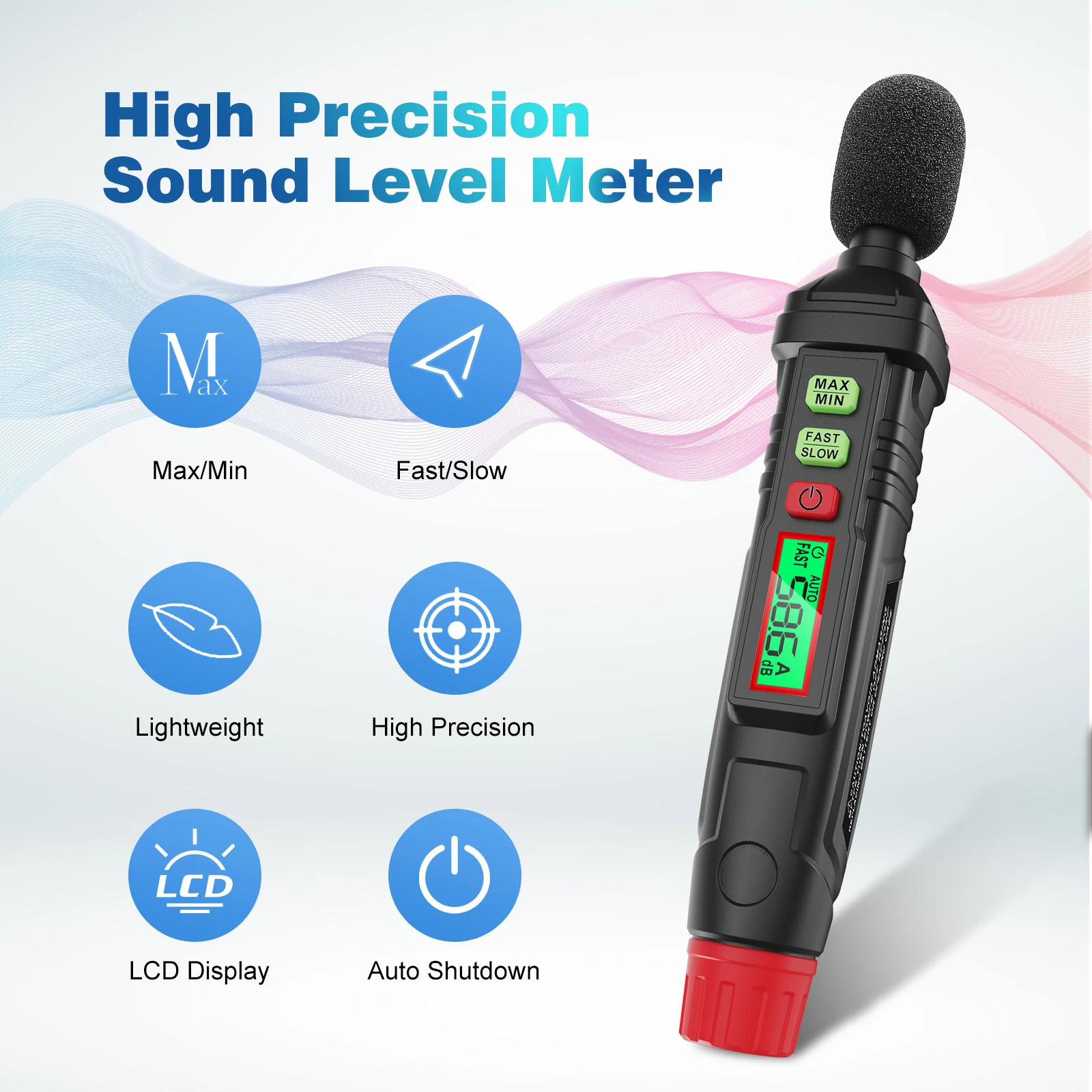 Sound Level Meter Riiai Digital Sound Level Portable Decibel Meter 30dB to130dB with LCD Display for Home Factories and Streets