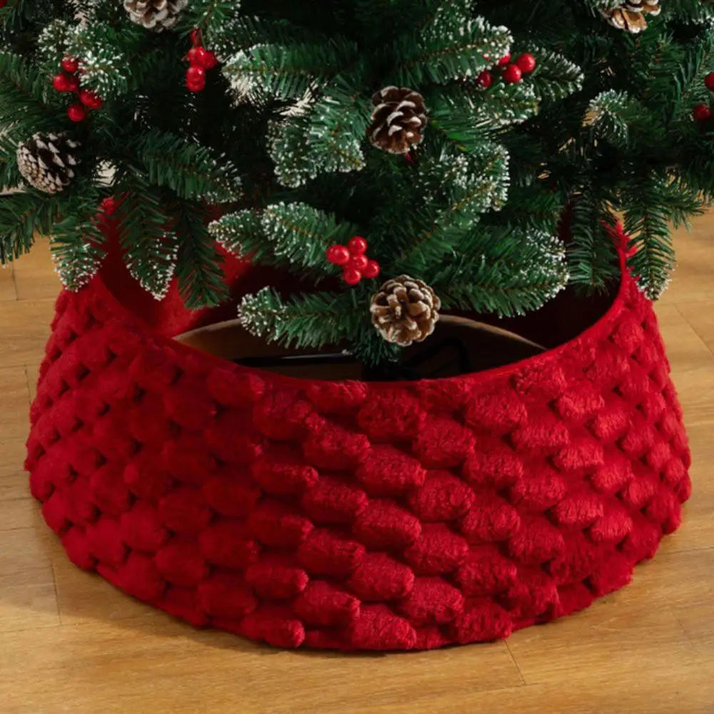 3D Holiday Season Tree Base Cover Christmas Tree Skirt Easy Installation Bohemian Plush Xmas Tree Skirt Festival Home Decor