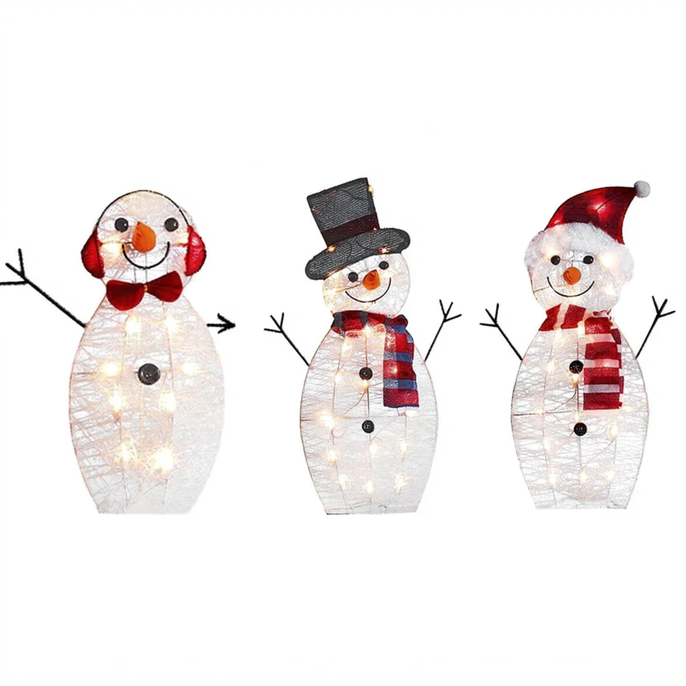 Acrylic Christmas Snowman Decor LED Luminous Figurine For Home Office Table Holiday Party Festive Scene Ornament