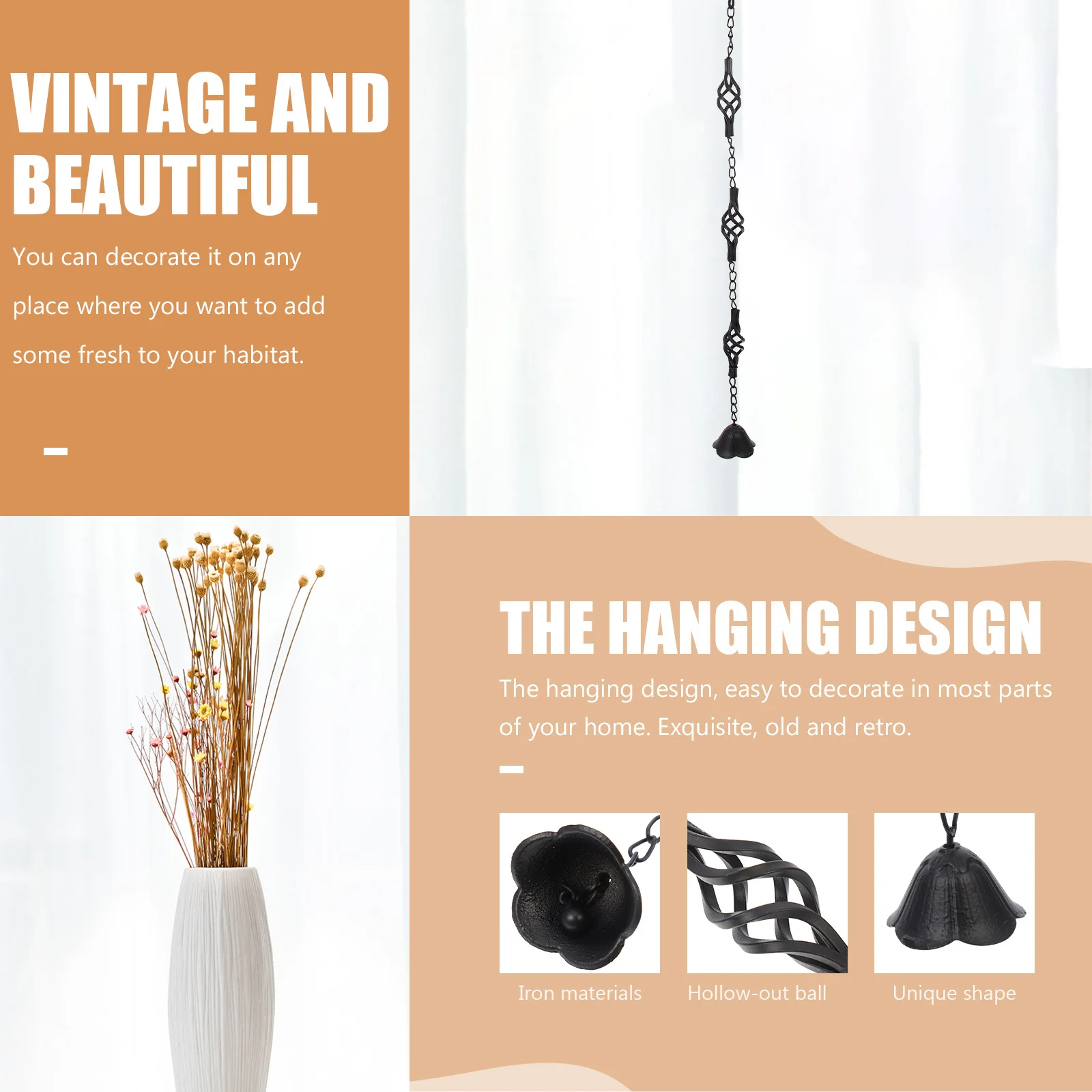 

Garden Windchime Delicate Sound Hollow Out Ball Design Premium Iron Material Beautiful Exquisite Outdoor Home Decor