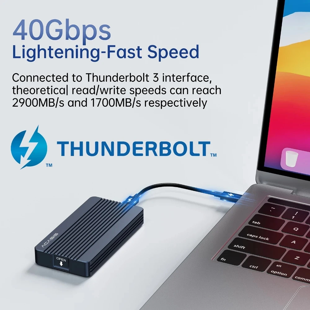 Acasis 40Gbps M.2 NVMe SSD Enclosure Case Compatible Thunderbolt 4/3 USB4 Supports M and B&M Key 2280 8TB For Macbook Windows PC iPad Pro Data Storage Backup PS Video Editing Game Mounting